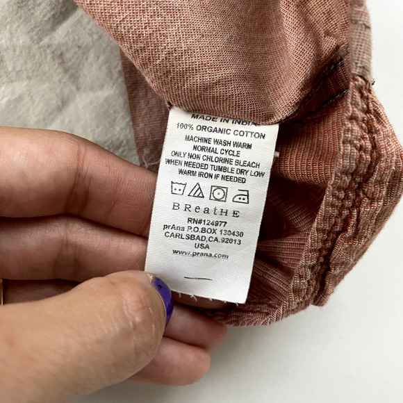 PrAna Size L Brighton Plaid Button Down Shirt Short Sleeve Organic Cotton - Picture 4 of 8